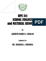 DPE 311 School Finances and Material Resources: Kenneth Marie B. Camalon