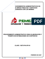 Procedimiento Administrativo para Elaboración y Tramite de Estimaciones de Contratos