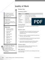 Quality of Work: Teacher Note Answer Key