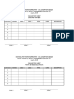 School Nutrition Month Culmination 2019: Tabulation Sheet Cooking Contest