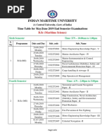 Indian Maritime University: Time Table For May/June 2019 End Semester Examinations