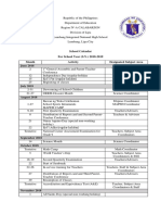 School Calendar For School Year (S.Y.) 2018-2019 Month Activity Designated Subject Area June 2018