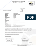 Certificado de Calibración Certificate of Calibration: Calle 22 C No. 130 - 51, Bodega 6 / Bogotá D.C