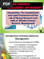 Introduction, The Constitutional and Legal Framework and The Role of Human Resources and Skills of Effective Human Resource Management