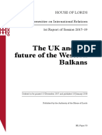 HOUSE OF LORDS - The UK and The Future of The Western Balkans PDF