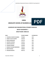 Leadership and Organisational Dynamics MBL921M Group Assignment 1 - ZIM0112A