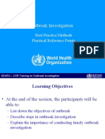 Outbreak Investigation: Best Practice/Methods Practical Reference Points