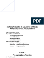 Critical Thinking in Academic Setting, Analyzing Social Phenomenon