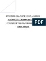 Effects of Cell Phone Use On Academic Performance of Selected Grade Xi Students of Villamayor High School FOR SY 2018-2019