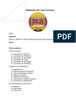 UNIVERSIDADES DEL VALLE DE SULA Tarea de Gustavo