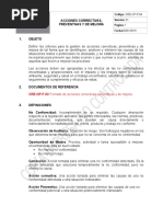 Acciones Correctivas y Preventivas o Mejora