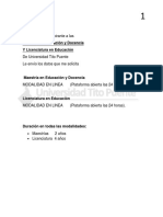 INFORMES Aspirantes Maestría y Licenciatura en Educación y Docencia 2018 UTP