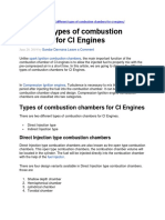 Different Types of Combustion Chambers For CI Engines