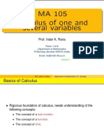 MA 105 Calculus of One and Several Variables: Prof. Inder K. Rana