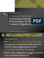 Corporate Venturing: Sustaining Entrepreneurial Performance in The 21 Century Organisation