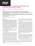 Comparative Study of Blood Cross Matching Using Conventional Tube and Gel Method