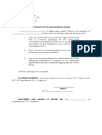 AFFIDAVIT OF NO Outstanding Loan