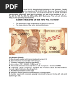 Salient Features of The New Rs. 10 Note