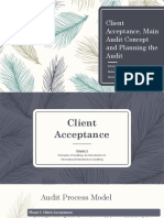 Client Acceptance, Main Concept Audit and Planning Audit