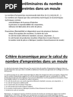 Choix Préliminaires Du Nombre D'empreintes Dans Un Moule