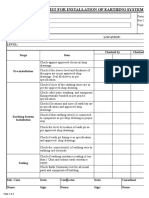 Check List For Installation of Earthing System: Contractor: Sub-Contractor