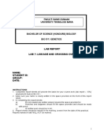 Fakulti Sains Gunaan Universiti Teknologi Mara: Lab Report Lab 7: Linkage and Crossing Over