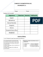 Examen Bimestre 1 Sexto Grado