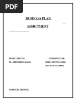 Business Plan Assignment: Submitted To: Submitted by