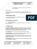 Procedimiento para El Control de Registros de Calidad