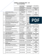 Academic Calendar 2019 - 20 B.B.A and M.SC: Registration Orientation