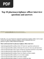 Top 10 Pharmacovigilance Officer Interview Questions and Answers