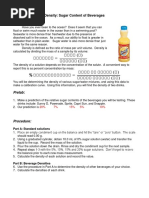 Density: Sugar Content of Beverages: Part A: Standard Solutions