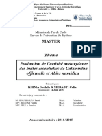 Evaluation de L'activité Antioxydante Des Huiles Essentielles de Calamintha Officinalis Et Abies Numidica