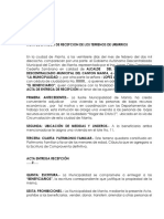 Acta de Entrega de Recepcion de Las Casas Hogar de Cristo