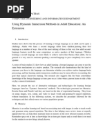 Using Dynamic Immersion Methods in Adult Education An Extension