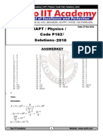 IAPT / Physics / Code P162 / Solutions-2016: Answerkey