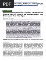 Factors Influencing The Level of Compliance With International Financial Reporting Standards by Small and Medium Scale Enterprises in Ondo State, Nigeria