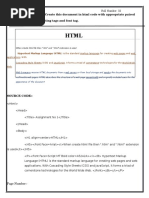 QUESTION NUMBER 1: Create This Document in HTML Code With Appropriate Paired and Singular Tags, Formatting Tags and Font Tag