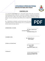 Centre of Excellence in Molecular Biology: Certificate