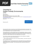 Checklist For Autism Friendly Environments September 2016