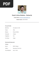 Daniel Adrian Balindoa - Batiancila: Email Address: Mobile Number: 09423392648