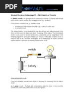 Student Revision Notes (Age 11 - 14) : Electrical Circuits