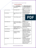 Current Affairs August 2019 PDF: Awards and Honours