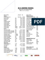 United Foods .New Price List 2016-2017