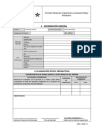 Información General: Formato Planeación, Seguimiento y Evaluación Etapa Productiva