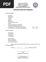 Certification of Transfer