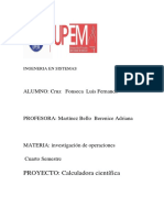 PROYECTO: Calculadora Científica: ALUMNO: Cruz Fonseca Luis Fernando