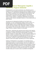 Detergente Líquido e Iniciar Un Negocio Industrial