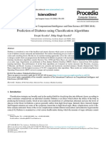 Prediction of Diabetes Using Classi Cation Algorithms