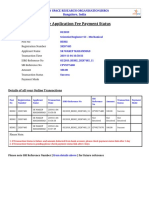 Online Application Fee Payment Status: Indian Space Research Organisation (Isro) Bangalore, India